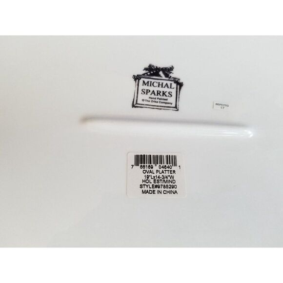 Michael Sparks Pink House Oval Serving Platter Plate xmas holiday zrike tray - Picture 4 of 4